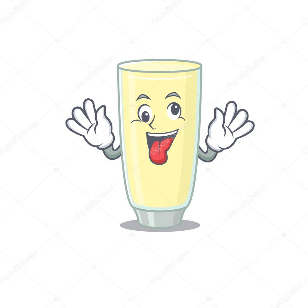 A mascot design of screaming orgasm cocktail having a funny crazy face
