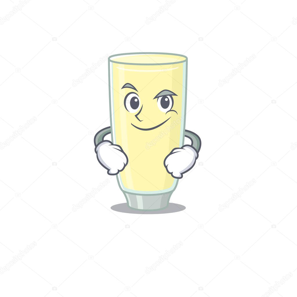 A cute arrogant caricature design of screaming orgasm cocktail having confident gesture