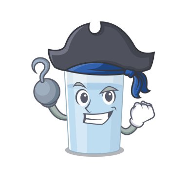 Bir korsan karakterinde bir bardak su karikatürü tasarımı. Vektör illüstrasyonu