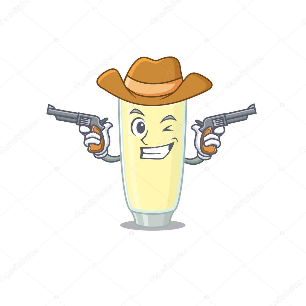 Cartoon character cowboy of screaming orgasm cocktail with guns