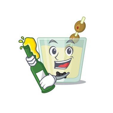 Martini kokteyli karikatür tasarım konseptinin zarif bir boks şampiyonu.