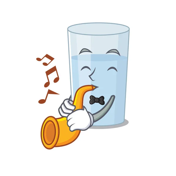 Glass Water Musician Cartoon Design Playing Trumpet Vector Illustration — Stock Vector