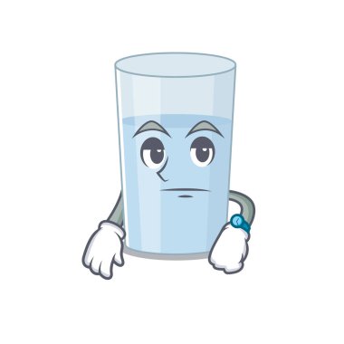 Maskot tasarımı, bir bardak su ve bir jest. Vektör illüstrasyonu