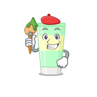 Artistik temizleyici köpük sanatçısı maskot tasarımı.