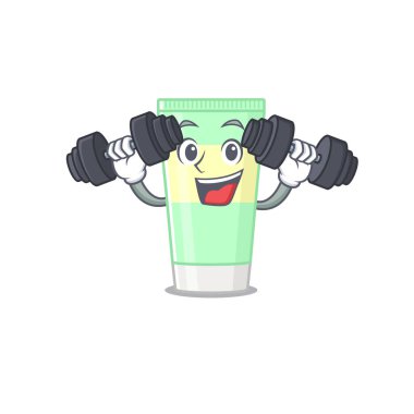Köpük maskotunu temizlemek egzersiz sırasında halterleri kaldırmaktan mutluluk duyar.