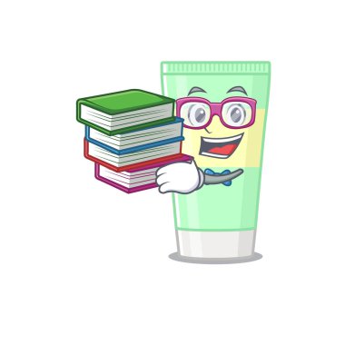 Köpük maskotu tasarımı konusunda çalışkan bir öğrenci birçok kitap okudu.