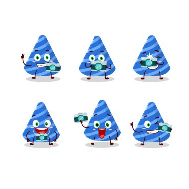 Parti şapkası çizgi film karakteri ile fotoğrafçılık mesleği simgesi