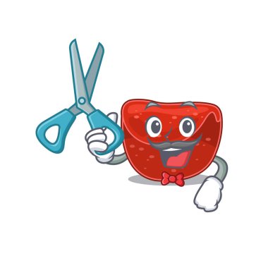 Yetenekli berber olarak köfte çizgi film karakteri tasarımı. Vektör illüstrasyonu