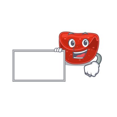 Çizgi film karakteri tasarımı. Köfte tahtayı tutuyor. Vektör illüstrasyonu