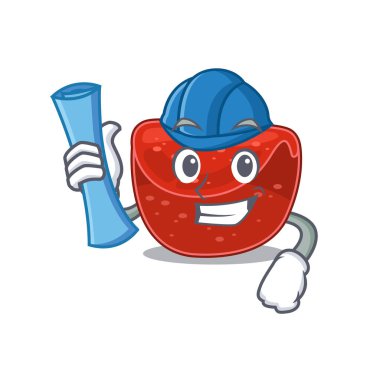 Köfte Mimar 'ın mavi izli karikatür resmi. Vektör illüstrasyonu