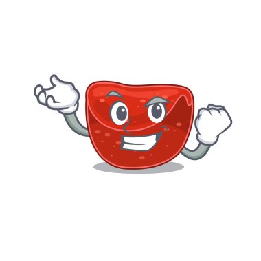 Komik bir çizgi film tasarımı, gülen yüzlü rulo köfte. Vektör illüstrasyonu