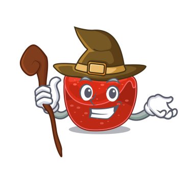 Köfte komik ama sinsi cadı çizgi film karakteri tasarımı. Vektör illüstrasyonu