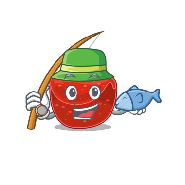 Köftenin çizgi film tasarım stili balığa gider. Vektör illüstrasyonu