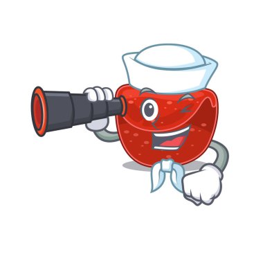 Köfte Sailor 'un dürbünle çekilmiş bir resmi. Vektör illüstrasyonu