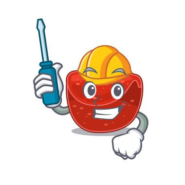 Köfte karikatür tasarımı otomotiv olarak işe yaradı. Vektör illüstrasyonu