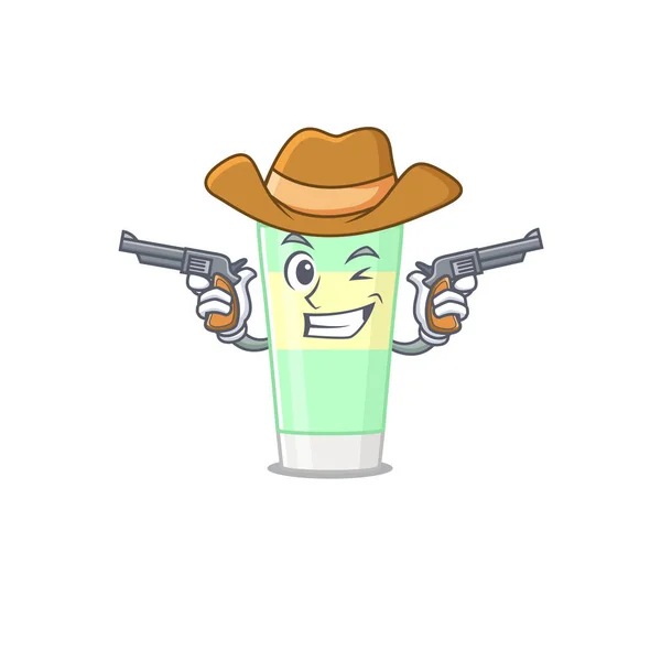 Personaje de dibujos animados vaquero de espuma limpiadora con armas — Vector de stock