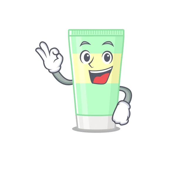 Cleansing espuma mascote design estilo mostrando Ok gesto dedo —  Vetores de Stock