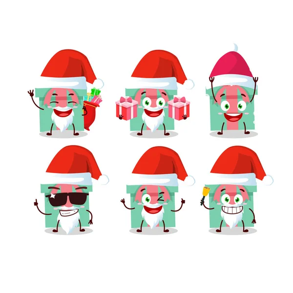 Santa Claus en emoticonos con personaje de dibujos animados de regalo — Vector de stock