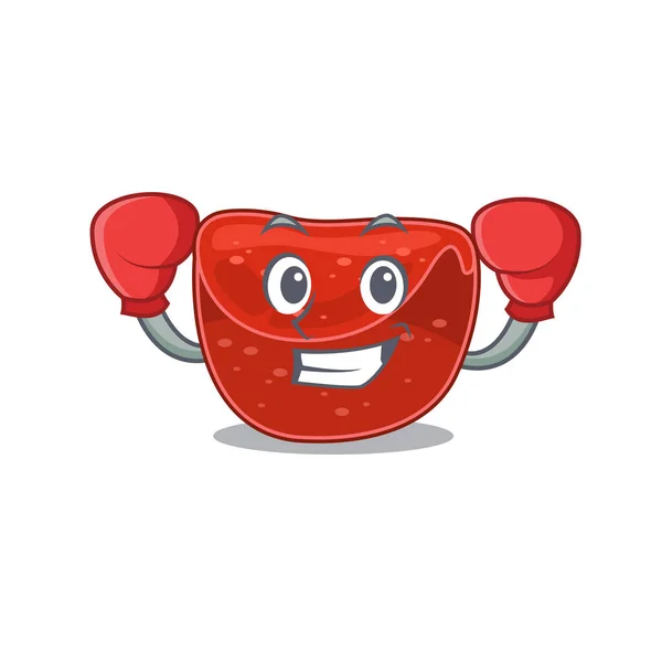 Diseño Mascota Del Pastel Carne Como Atleta Boxeo Deportivo Ilustración — Vector de stock