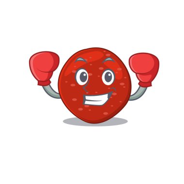 Sportif bir boks atleti olarak peperoninin maskot tasarımı. Vektör illüstrasyonu