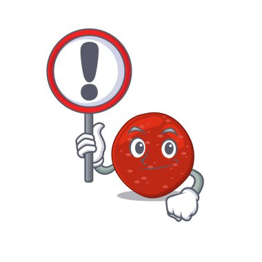 Ünlem levhası olan peperonili bir çizgi film ikonu. Vektör illüstrasyonu