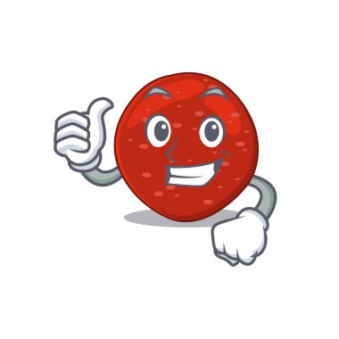 Peperoni çizgi film karakteri tasarımı tamam parmağı gösteriyor. Vektör illüstrasyonu