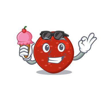 Pepperoni 'nin dondurma tutarken çizdiği karikatür. Vektör illüstrasyonu