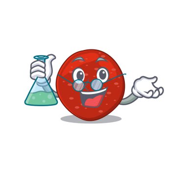 Pepperoni 'nin karikatür karakteri. Laboratuvar üzerinde çalışan zeki bir profesör. Vektör illüstrasyonu