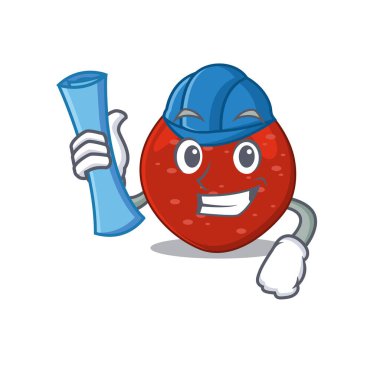 Peperoni Architect 'in mavi izli karikatür resmi. Vektör illüstrasyonu