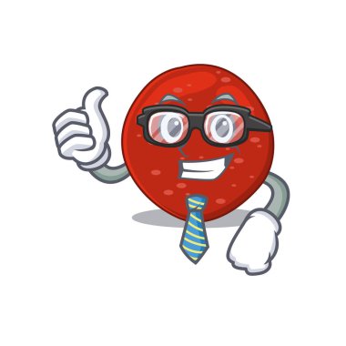 Peperoni İşadamı 'nın gözlük ve kravat taktığı karikatür çizimi. Vektör illüstrasyonu