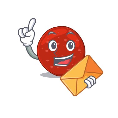 Kahverengi zarflı neşeli bir peperoni çizgi film tasarımı. Vektör illüstrasyonu