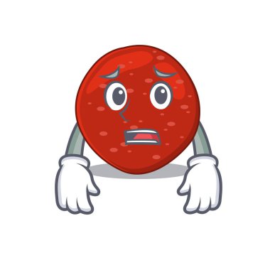 Çizgi film tasarım stili, endişeli suratlı peperoni. Vektör illüstrasyonu