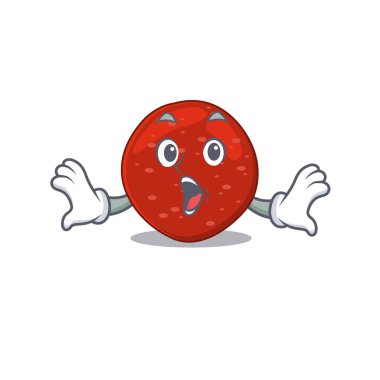 Peperoni maskot tasarımı. Şaşırtıcı bir jest. Vektör illüstrasyonu