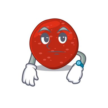 Peperoninin maskot tasarım stili ve bekleme hareketi. Vektör illüstrasyonu