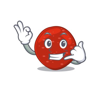 Peperoninin karikatür tasarımı bana komik bir jest yap. Vektör illüstrasyonu