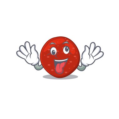 Peperoni 'nin maskot tasarımının komik, çılgın bir yüzü var. Vektör illüstrasyonu