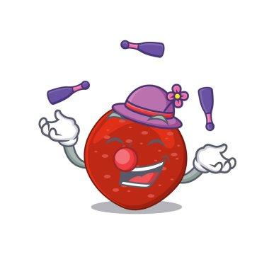 Bir peperoni çizgi film tasarımı, hokkabazlık yapmayı başarıyor. Vektör illüstrasyonu