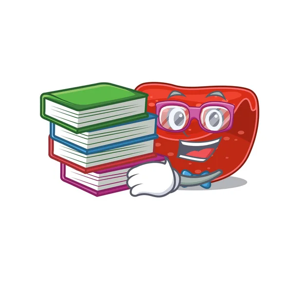 Diligent Student Meatloaf Mascot Design Concept Read Many Books Vector — Stock Vector