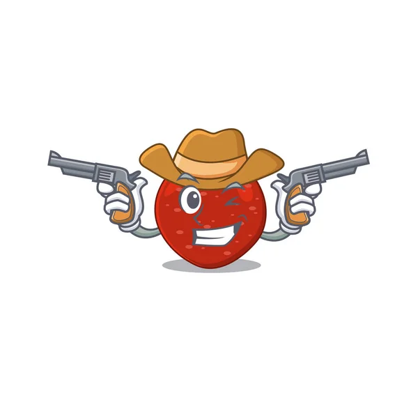 Cartoon Karakter Cowboy Van Peperoni Met Geweren Vectorillustratie — Stockvector