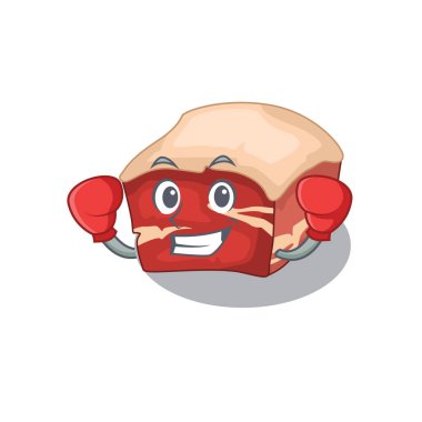 Domuz göbeği karikatür karakter tasarımı boks şampiyonluğu yarışması şampiyonu