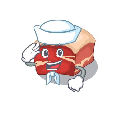 Cesur bir denizci karikatür tasarımı. Domuz göbeği yelken açmaya hazır.