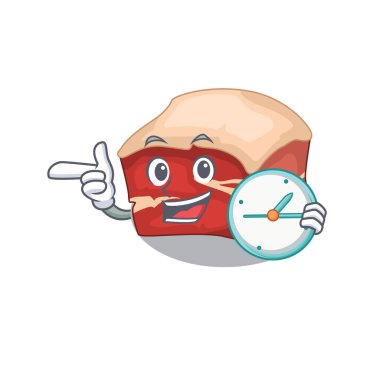 Bir saat tutan neşeli bir domuz göbeği resmi.