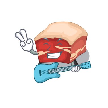 Domuz göbeği müzisyen çizgi film dizaynı gitar çalıyor.