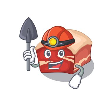 Domuz göbeği karikatür tasarımı bir madenci olarak alet ve miğferi ile