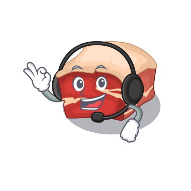 Kulaklık takarak domuz göbeği karikatür karakteri kavramı