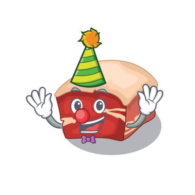 Dost canlısı palyaço domuz göbeği maskotu tasarımı konsepti