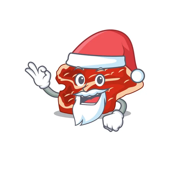 Cartoon character of T-bone Santa with cute ok finger — Stock Vector