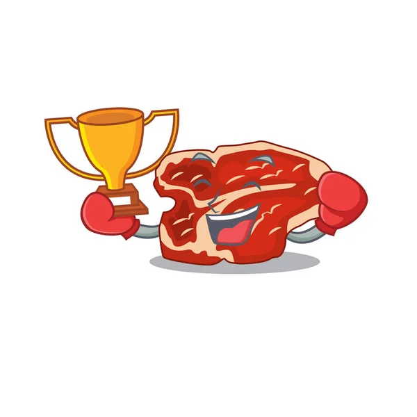 Báječný vítěz boxu ve stylu T-bone karikatury — Stockový vektor