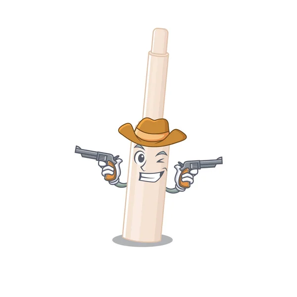 Cartoon χαρακτήρα cowboy του κονσίλερ ραβδί με όπλα — Διανυσματικό Αρχείο