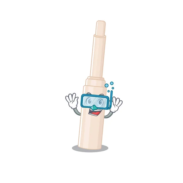 Concealer stick mascote design nada com óculos de mergulho — Vetor de Stock